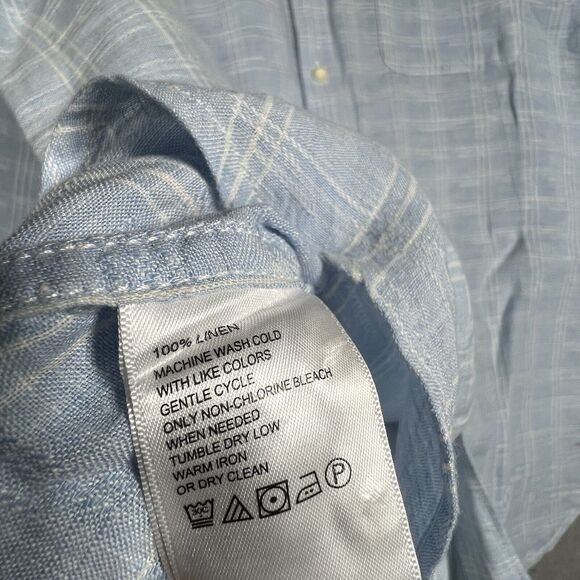 Tommy Bahama Shirt Mens XL Light Blue 100% Linen Long Sleeve Button Up - Picture 12 of 13
